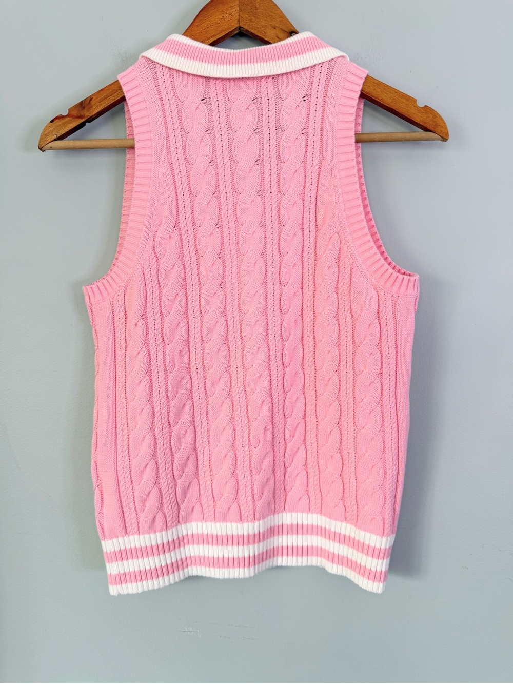 Lilly Pulitzer Suzette Polo Sweater Tank Conch Shell Pink Resort White XS Cable - Picture 7 of 9